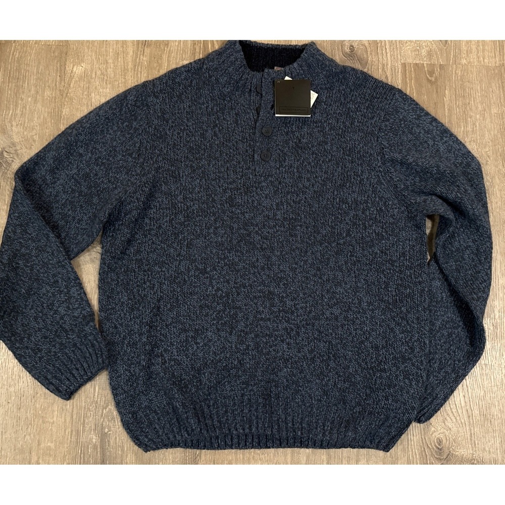 NWT Tricots St. Raphael Sweater Blue Knit Sz 2XL Long Sleeve Button Mock Neck